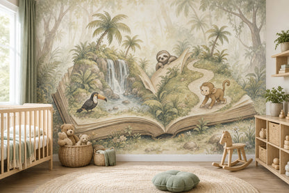 Misty Forest Wallpaper Watercolor Jungle Storybook Wall Mural