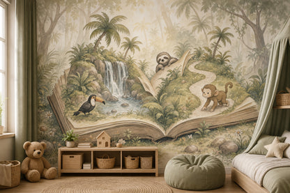 Misty Forest Wallpaper Watercolor Jungle Storybook Wall Mural
