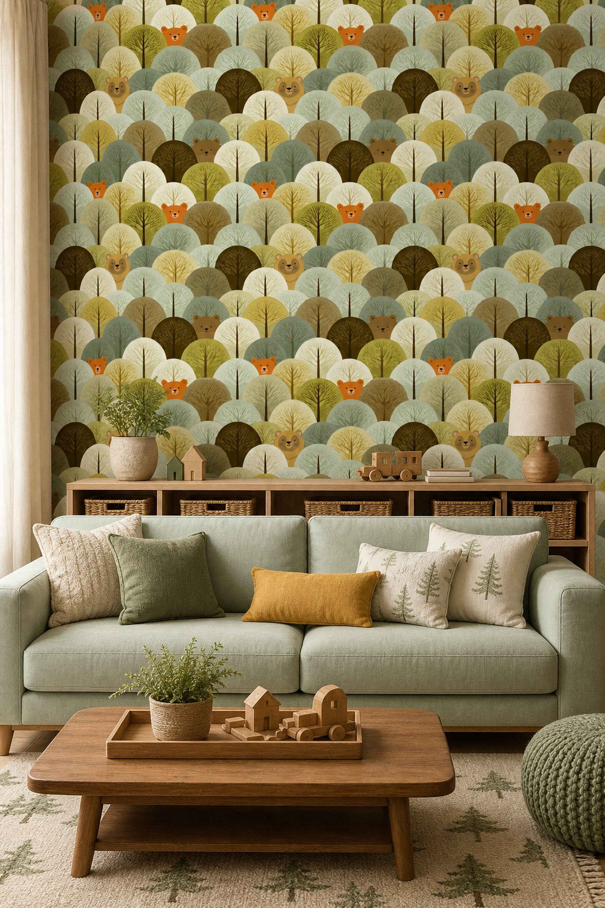 Woodland Wallpaper Forest Removable Trees Wall Double Roll