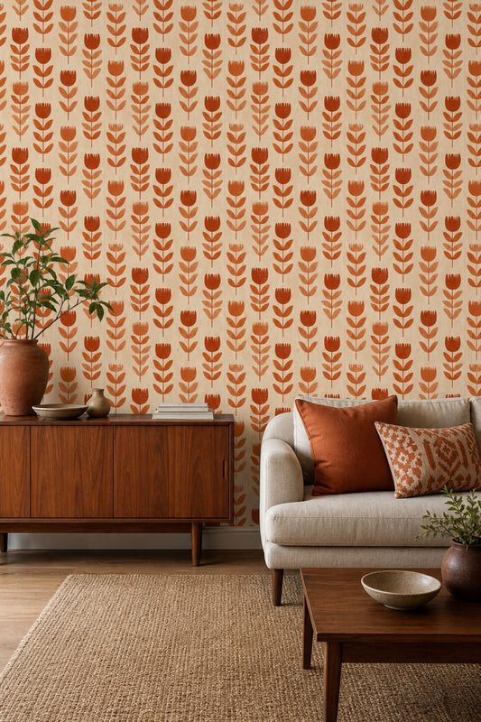 Mid Century Modern Wallpaper Retro Vintage Removable Wall Decor
