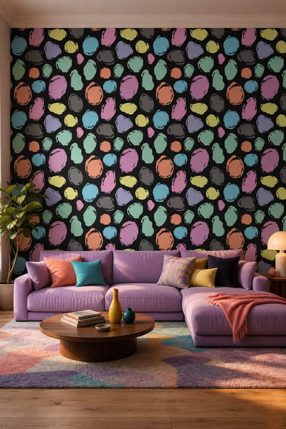 Grunge Texture Wallpaper Abstract Spots Removable Dark Background Wall Double Roll