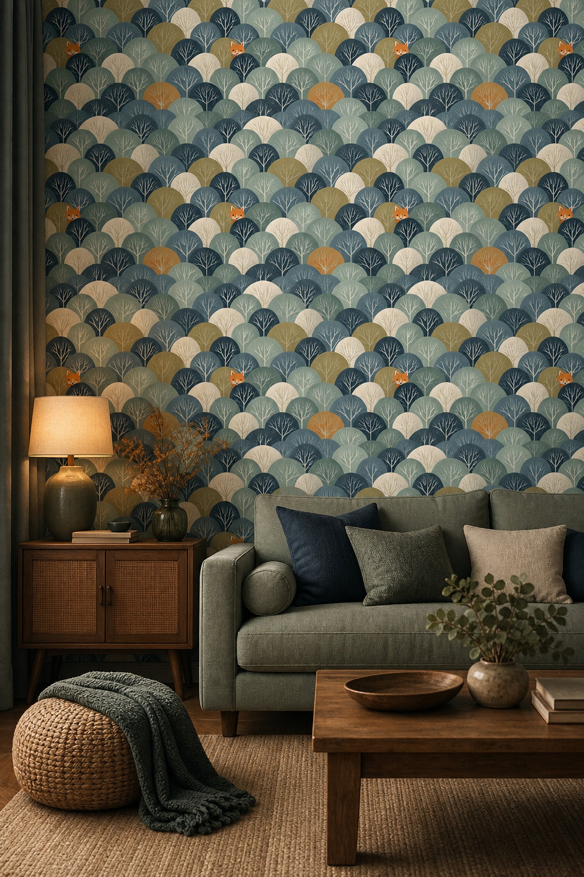 Tree Silhouette Wallpaper Forest Woodland Removable Wall Decor