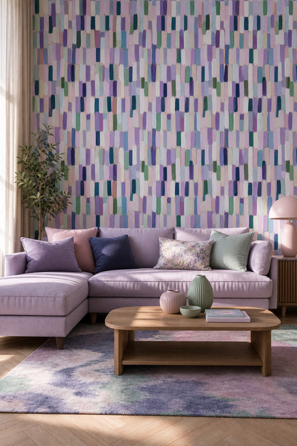 Abstract Wallpaper Geometric Removable Painted Brushstrokes Wall Double Roll