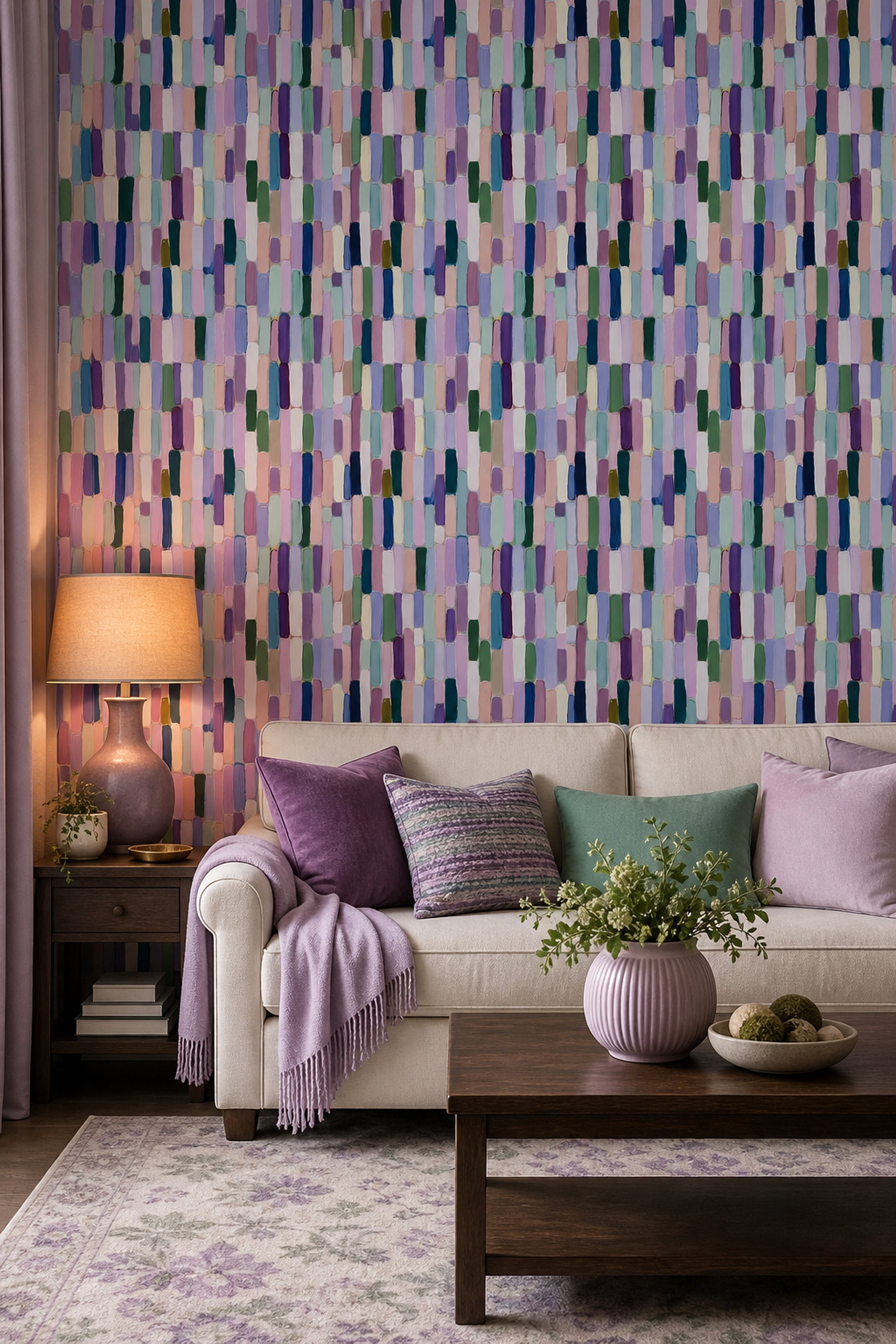 Abstract Wallpaper Geometric Removable Painted Brushstrokes Wall Double Roll