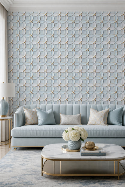 Geometric Floral Wallpaper 3D Embossed Art Deco Inspired Removable Wall Decor