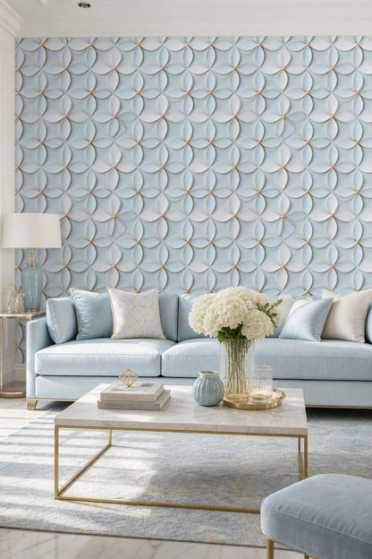 Geometric Floral Wallpaper 3D Embossed Art Deco Inspired Removable Wall Decor