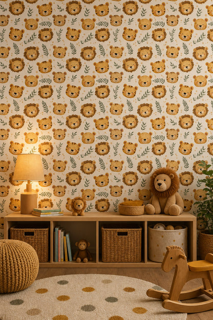 Muted Green Wallpaper Safari Nursery Jungle Decorative Mural