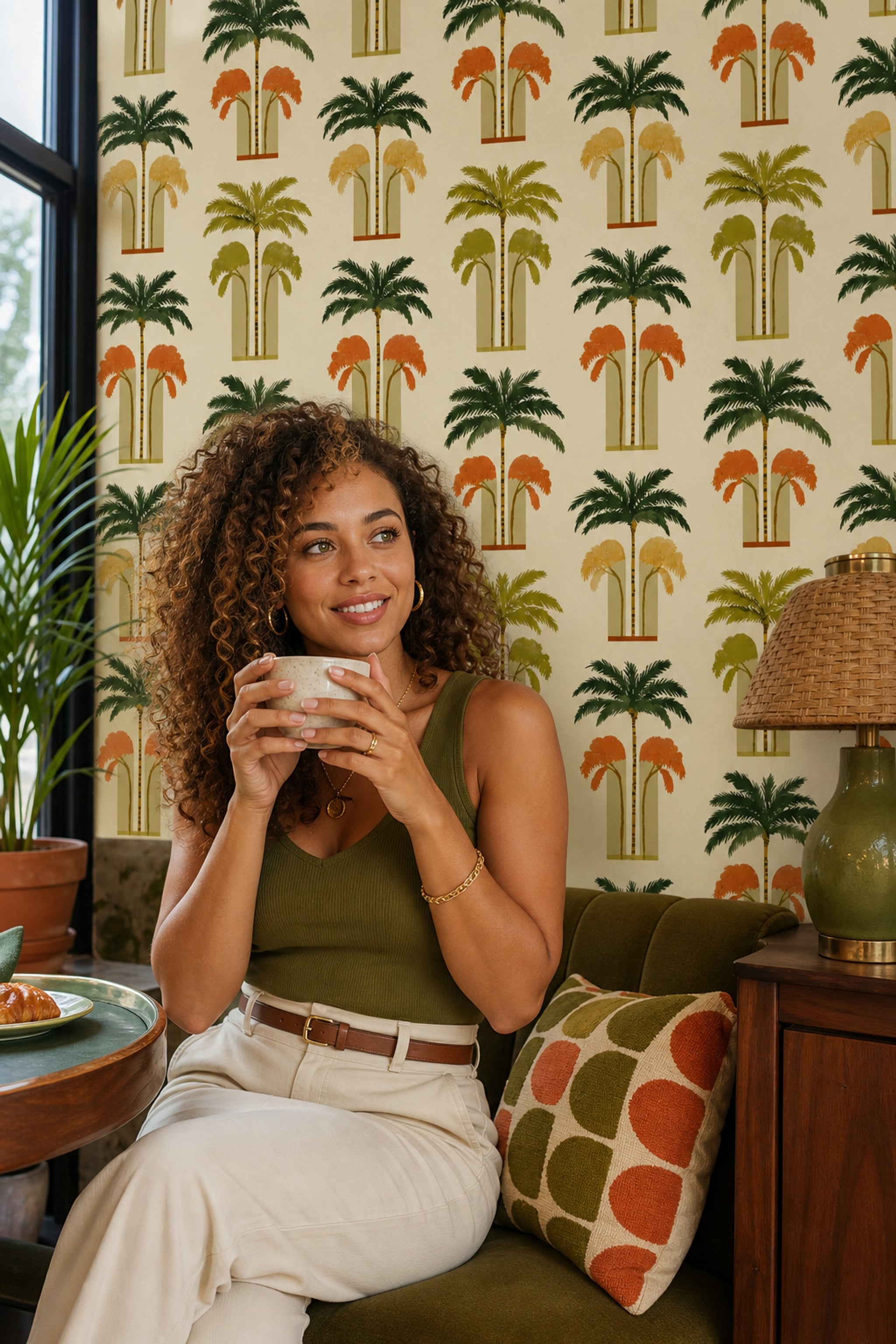 Tropical Wallpaper Palm Trees Removable Botanical Wall Double Roll