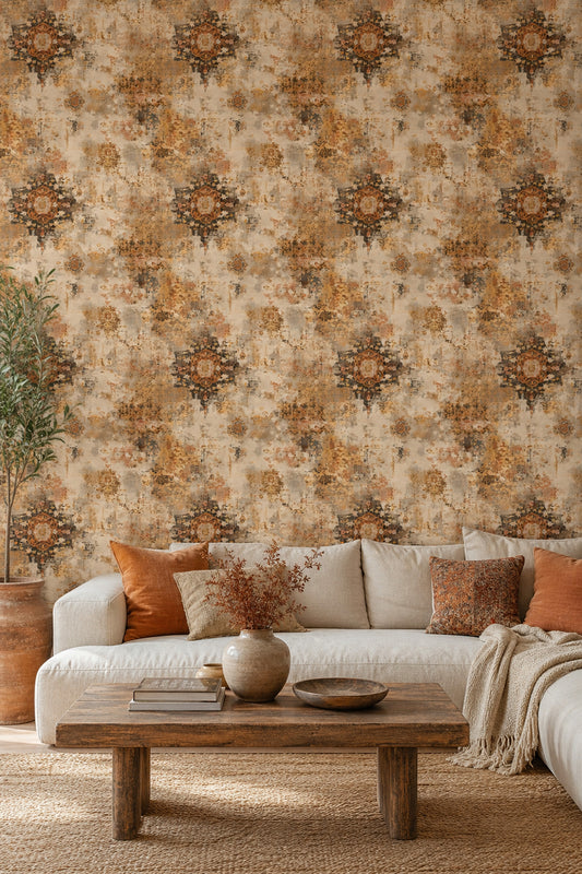 Abstract Distressed Wallpaper Vintage Look Weathered Plaster Removable Wall Decor