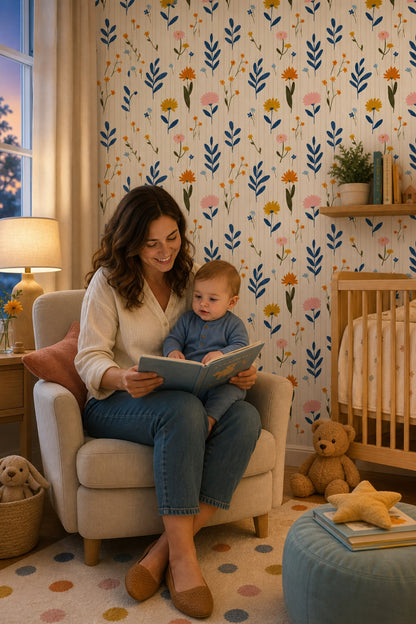 Floral Wallpaper Botanical Cream Background Decorative Mural