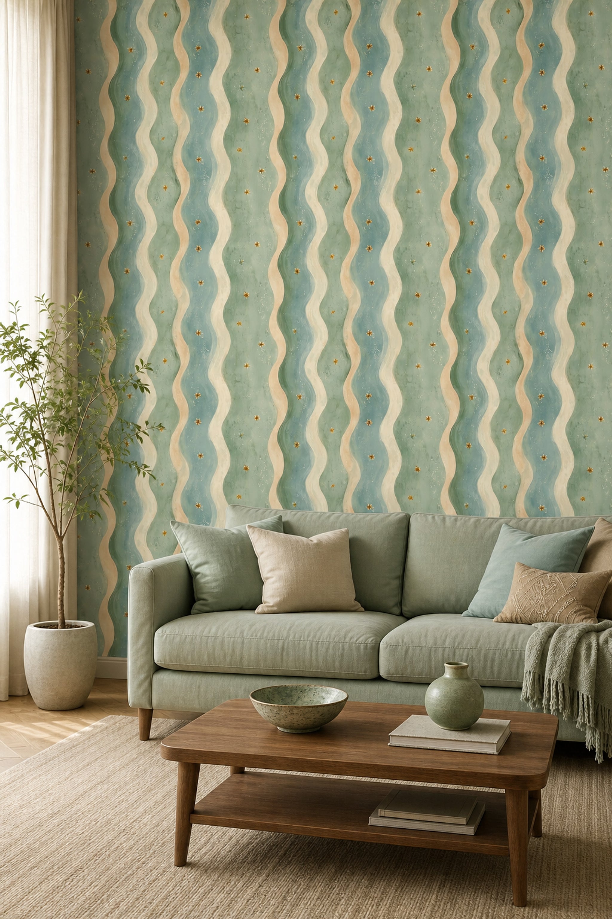 Watercolor Texture Wallpaper Painted Paper Removable Soft Stripes Wall Double Roll