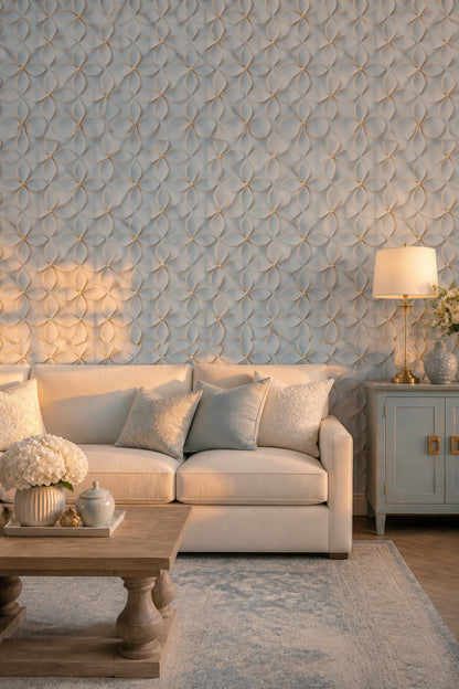 Geometric Floral Wallpaper 3D Embossed Art Deco Inspired Removable Wall Decor