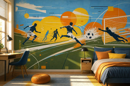 Mid Century Modern Wallpaper Retro Sports Removable Wall Decor