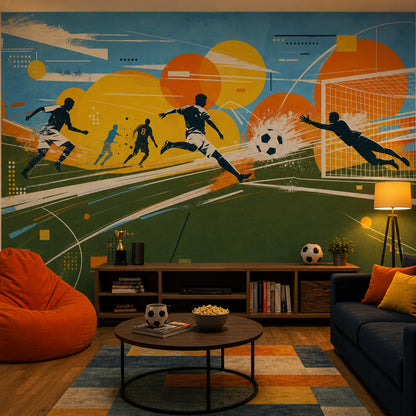 Mid Century Modern Wallpaper Retro Sports Removable Wall Decor