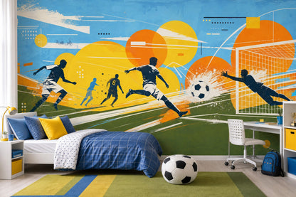 Mid Century Modern Wallpaper Retro Sports Removable Wall Decor