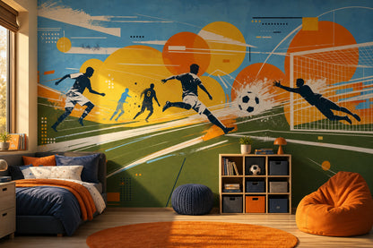 Mid Century Modern Wallpaper Retro Sports Removable Wall Decor