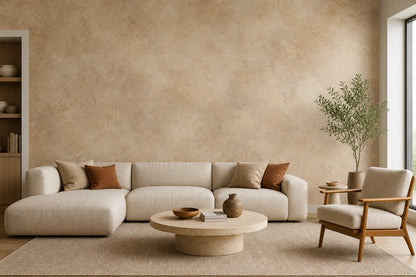 Beige Marble Wallpaper Stone Texture Travertine Look Removable Wall Decor
