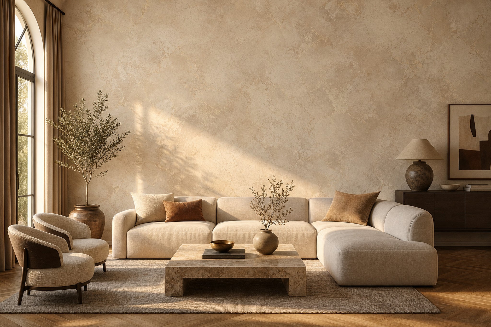 Beige Marble Wallpaper Stone Texture Travertine Look Removable Wall Decor