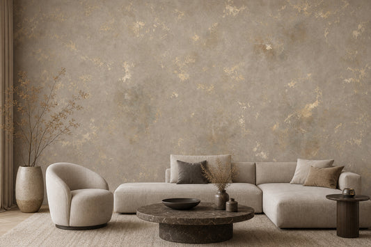 Textured Plaster Wallpaper Warm Gray Neutral Wall Mural