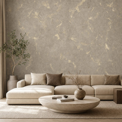 Marble Effect Wallpaper Gray Stone Texture Removable Gold Veining Wall Decor