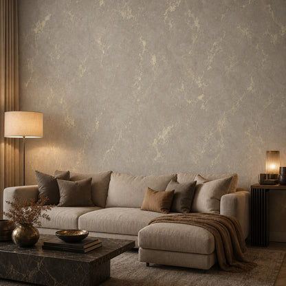 Marble Effect Wallpaper Gray Stone Texture Removable Gold Veining Wall Decor