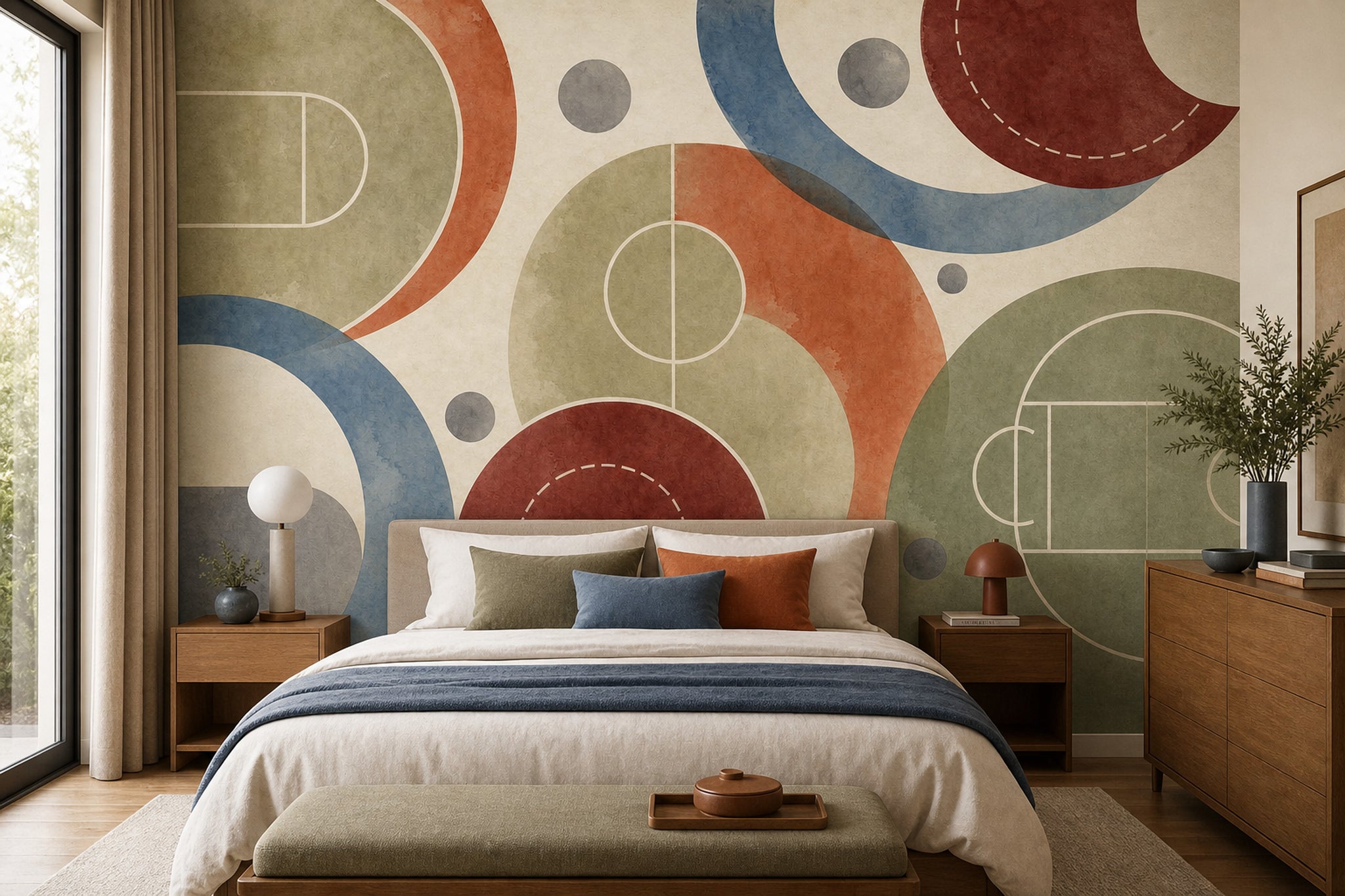 Mid Century Modern Wallpaper Watercolor Texture Paper Texture Wall Mural