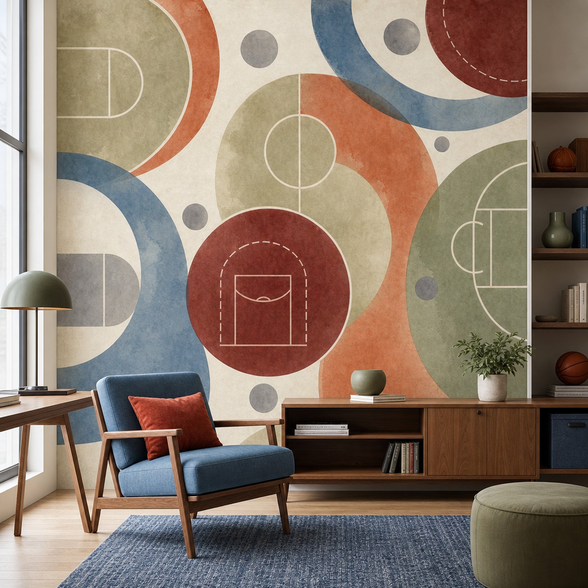 Mid Century Modern Wallpaper Watercolor Texture Paper Texture Wall Mural