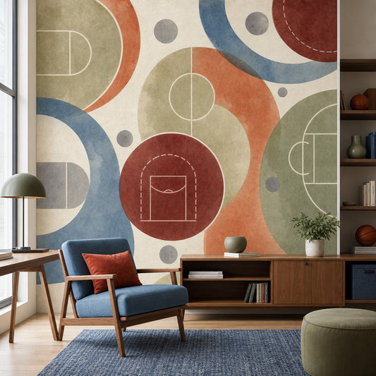 Mid Century Modern Wallpaper Watercolor Texture Paper Texture Wall Mural