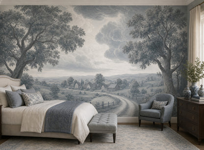 Pastoral Landscape Wallpaper Country Farmhouse Rolling Hills Removable Wall Decor