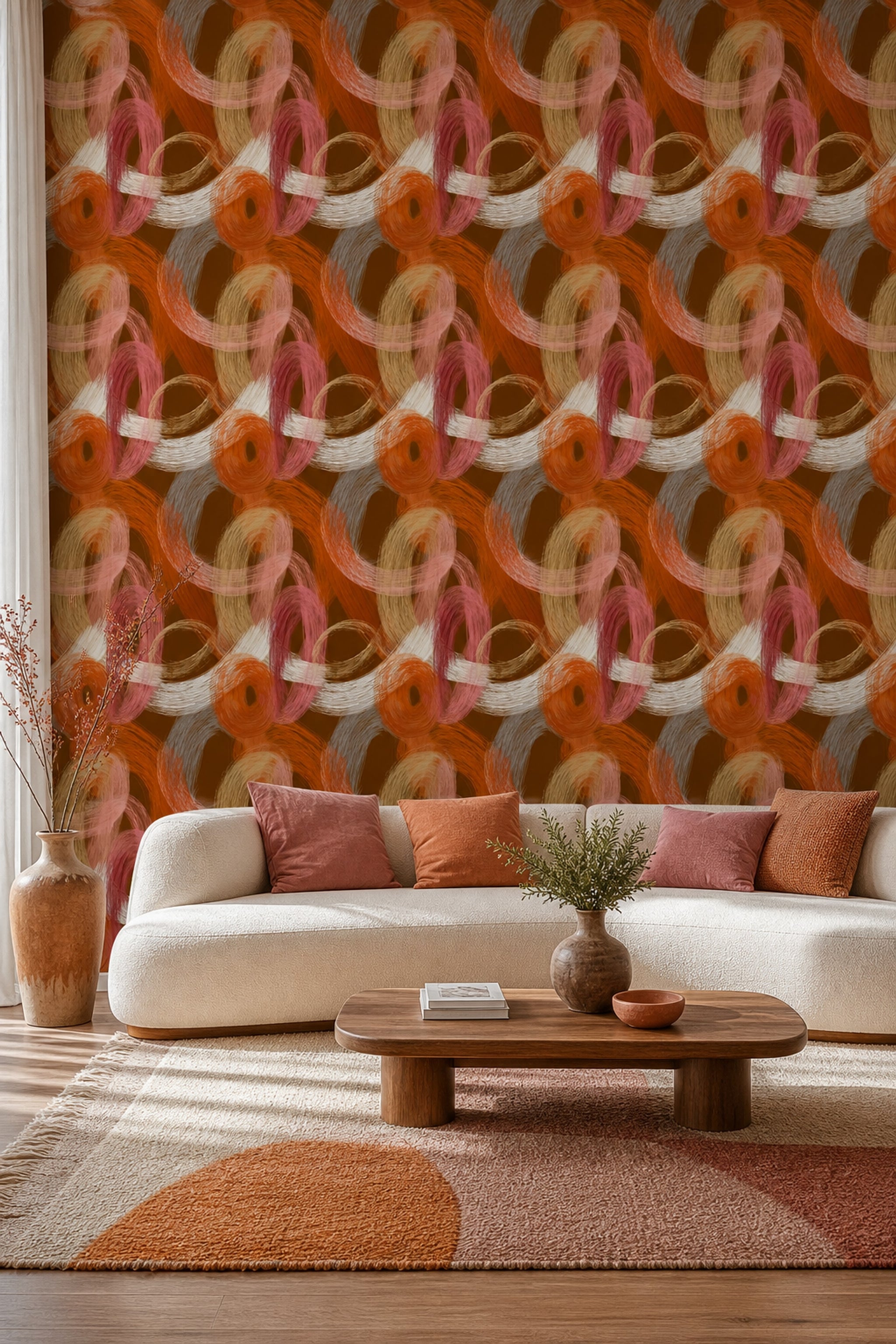 Abstract Wallpaper Dark Background Swirling Brushstrokes Removable Wall Decor