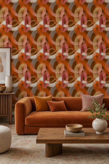Abstract Wallpaper Dark Background Swirling Brushstrokes Removable Wall Decor