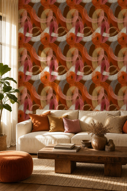Abstract Wallpaper Dark Background Swirling Brushstrokes Removable Wall Decor