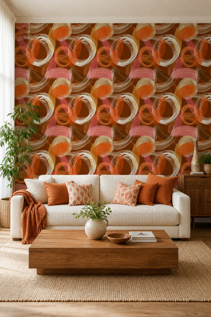 Brushstroke Circles Wallpaper Scribble Texture Modern Contemporary Decorative Mural