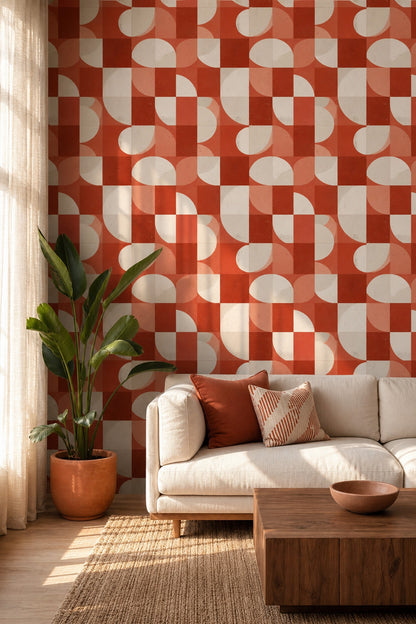 Mid Century Modern Wallpaper Retro Geometric Decorative Mural