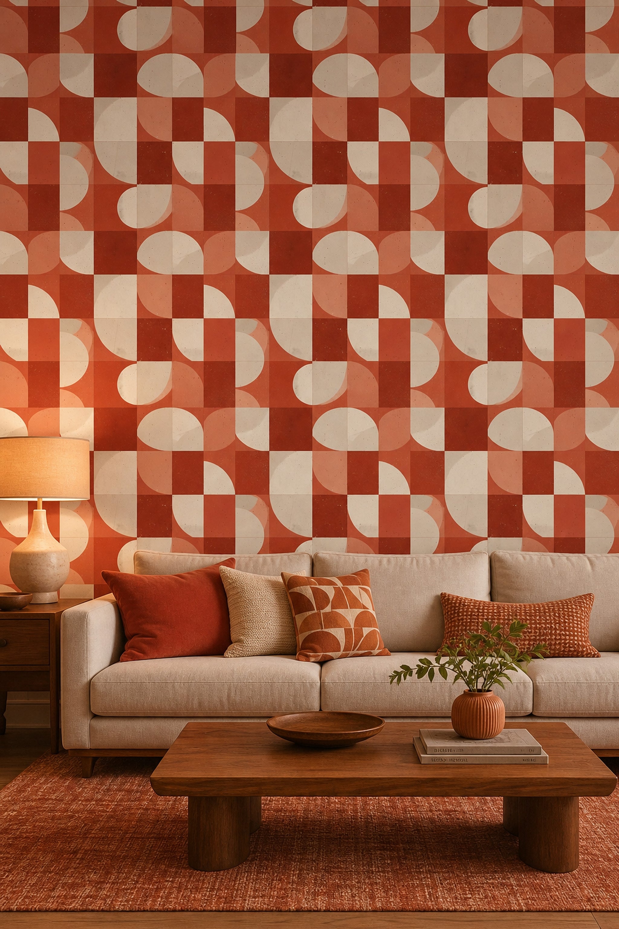 Mid Century Modern Wallpaper Retro Geometric Decorative Mural