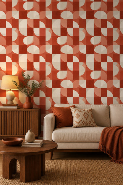 Mid Century Modern Wallpaper Retro Geometric Decorative Mural