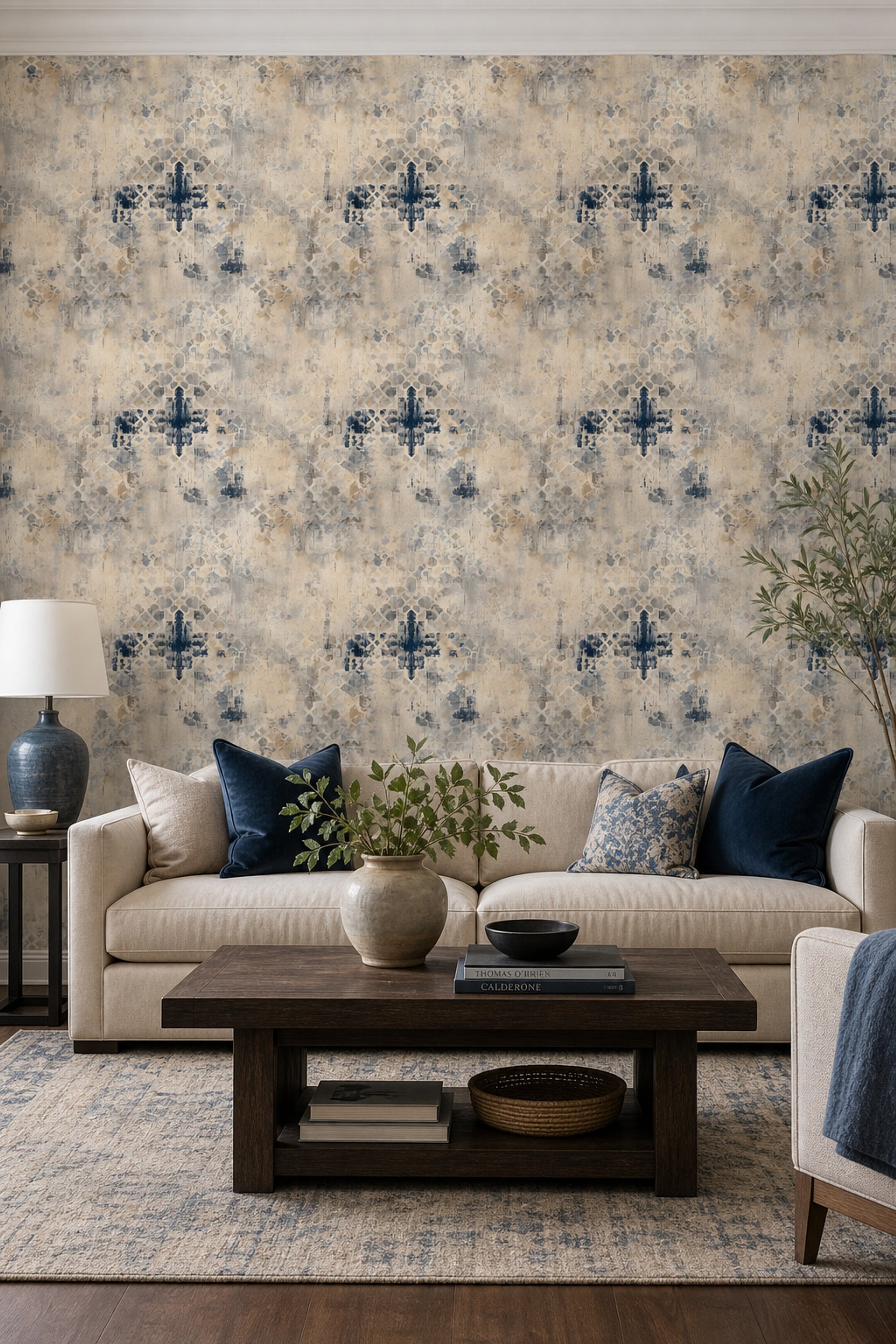 Moroccan Trellis Wallpaper Geometric Lattice Textured Plaster Removable Wall Decor