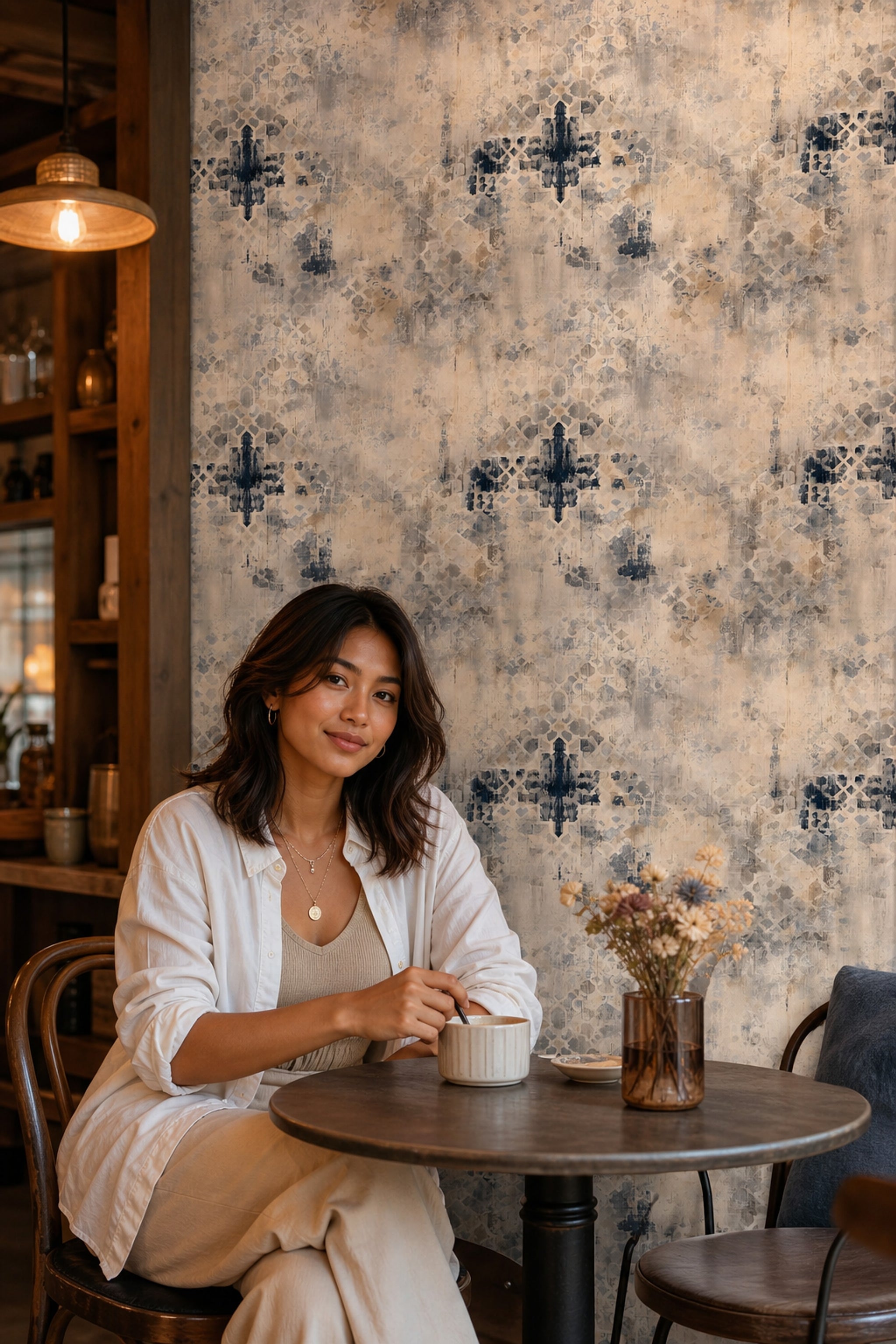 Moroccan Trellis Wallpaper Geometric Lattice Textured Plaster Removable Wall Decor