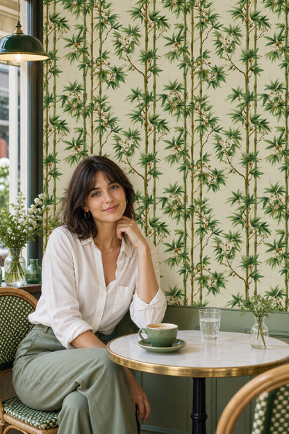 Bamboo Wallpaper Botanical Asian Inspired Removable Wall Decor