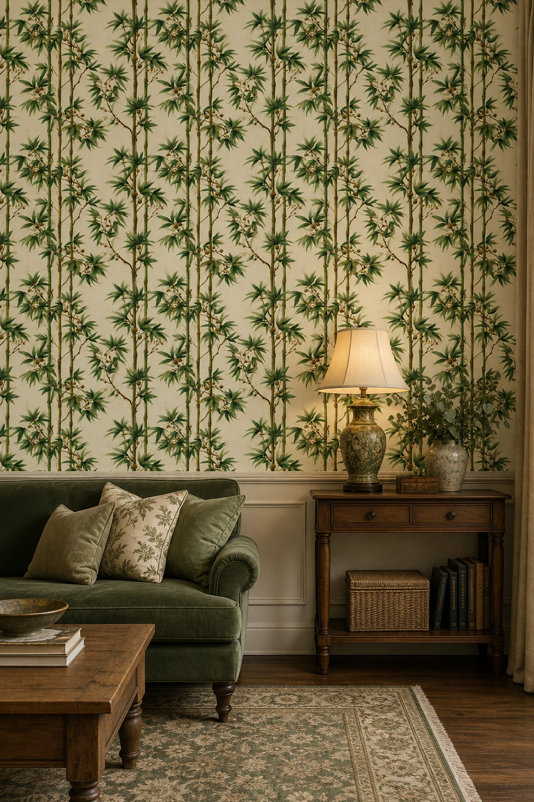 Bamboo Wallpaper Botanical Asian Inspired Removable Wall Decor