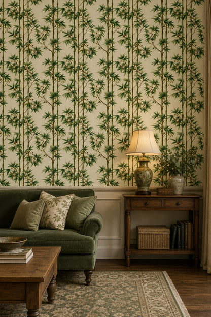 Bamboo Wallpaper Botanical Asian Inspired Removable Wall Decor