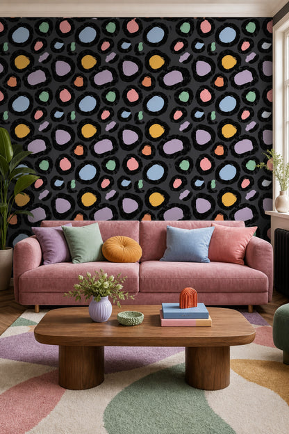 Dark Abstract Wallpaper Bold Spots Modern Graphic Decorative Mural