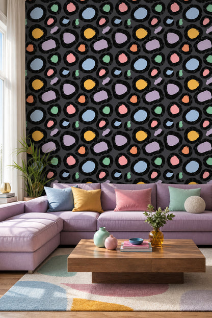 Dark Abstract Wallpaper Bold Spots Modern Graphic Decorative Mural