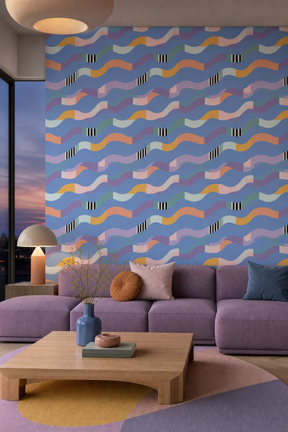 Mid Century Modern Wallpaper Geometric Removable Abstract Wall Double Roll