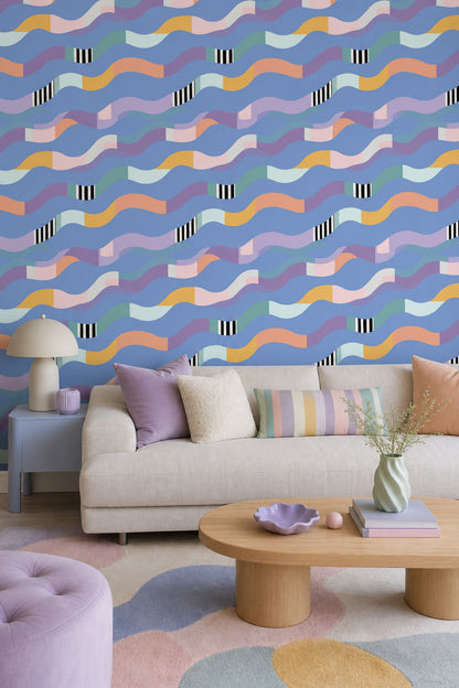 Mid Century Modern Wallpaper Geometric Removable Abstract Wall Double Roll