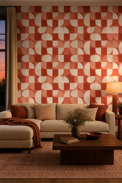 Mid Century Modern Wallpaper Retro Geometric Decorative Mural