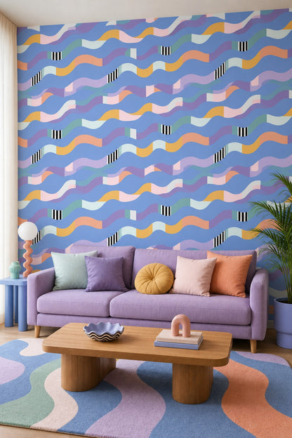 Mid Century Modern Wallpaper Geometric Removable Abstract Wall Double Roll