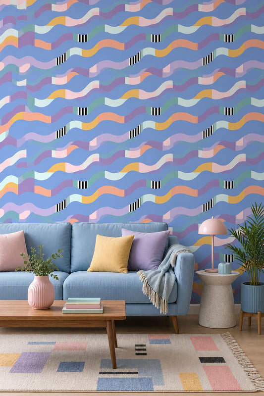 Mid Century Modern Wallpaper Geometric Removable Abstract Wall Double Roll