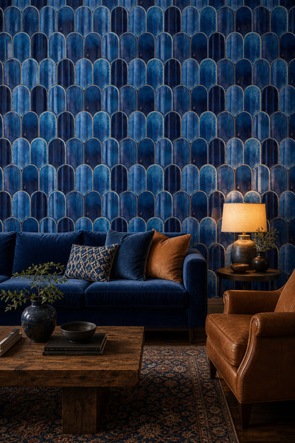 Glossy Ceramic Tile Wallpaper Geometric Mosaic Moroccan Zellige Removable Wall Decor