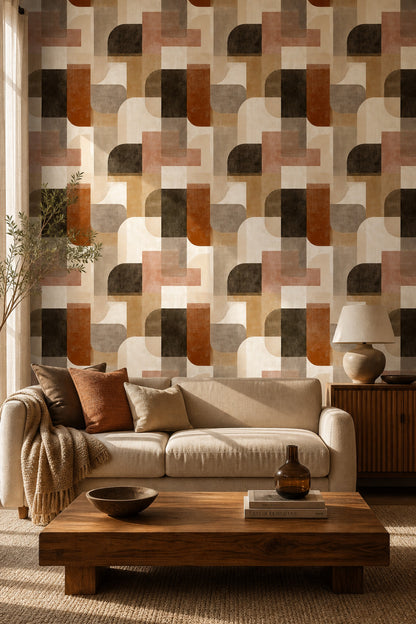 Mid Century Modern Wallpaper Geometric Abstract Decorative Mural